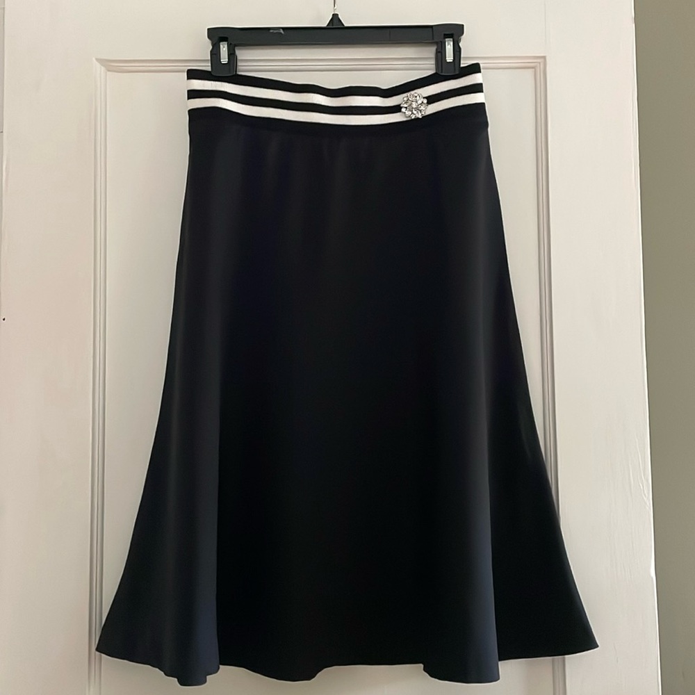 Pretty Punk varsity stripe a-line black skirt medium